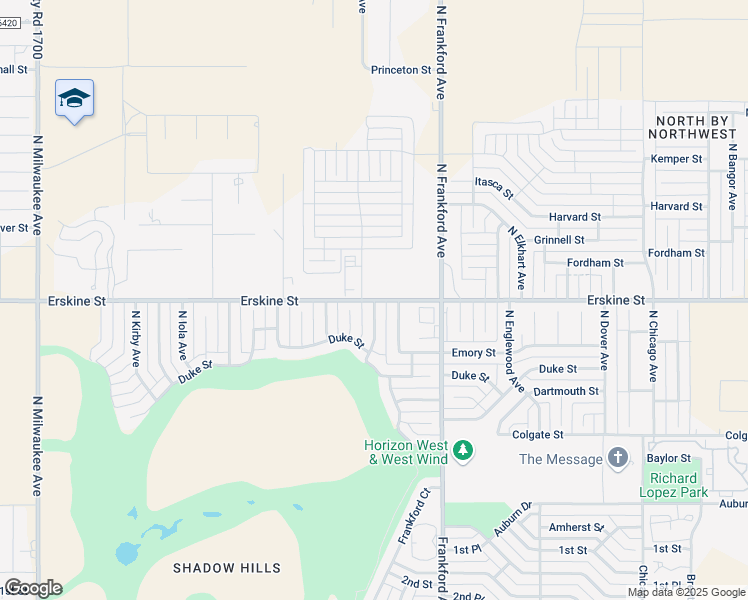map of restaurants, bars, coffee shops, grocery stores, and more near 5900-5912 Erskine Street in Lubbock