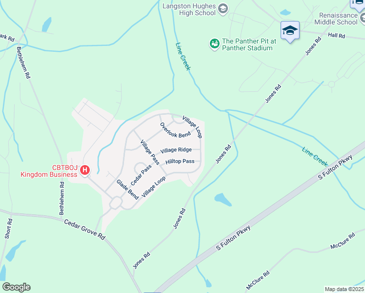map of restaurants, bars, coffee shops, grocery stores, and more near 5439 Village Ridge in Fairburn