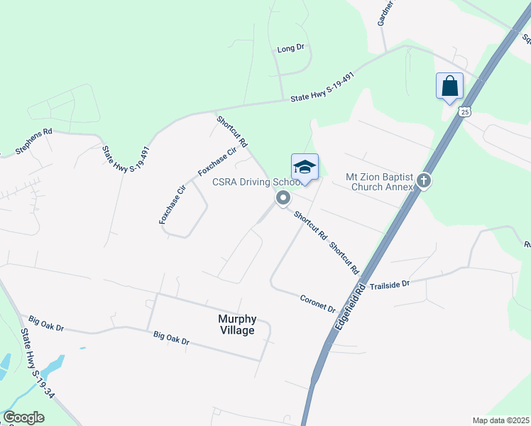 map of restaurants, bars, coffee shops, grocery stores, and more near 1 Dupriest Circle in North Augusta