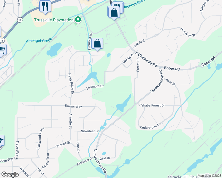 map of restaurants, bars, coffee shops, grocery stores, and more near 312 White Pine Street in Trussville