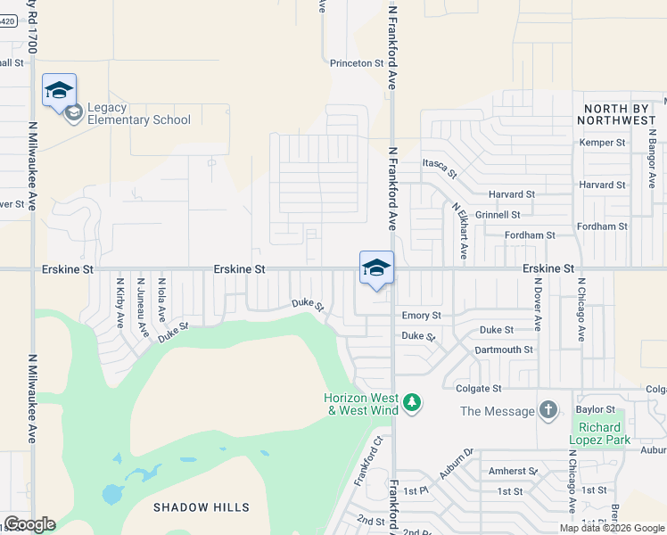 map of restaurants, bars, coffee shops, grocery stores, and more near 5900-5912 Erskine Street in Lubbock