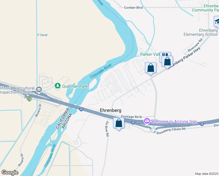 map of restaurants, bars, coffee shops, grocery stores, and more near 92143 Sourdough Road in Ehrenberg