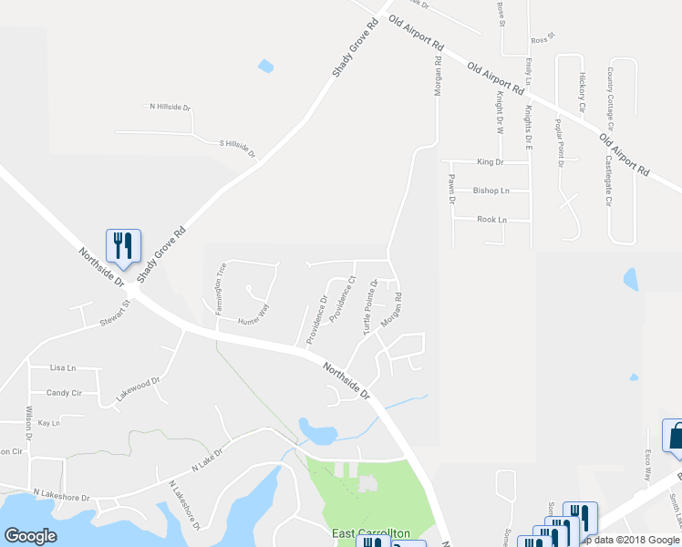 map of restaurants, bars, coffee shops, grocery stores, and more near 230 Providence Drive in Carrollton