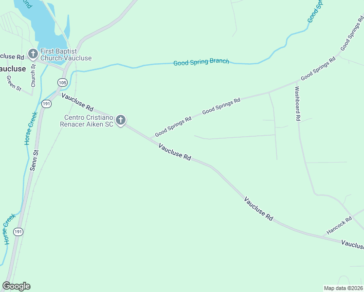 map of restaurants, bars, coffee shops, grocery stores, and more near 1031 Good Springs Road in Aiken