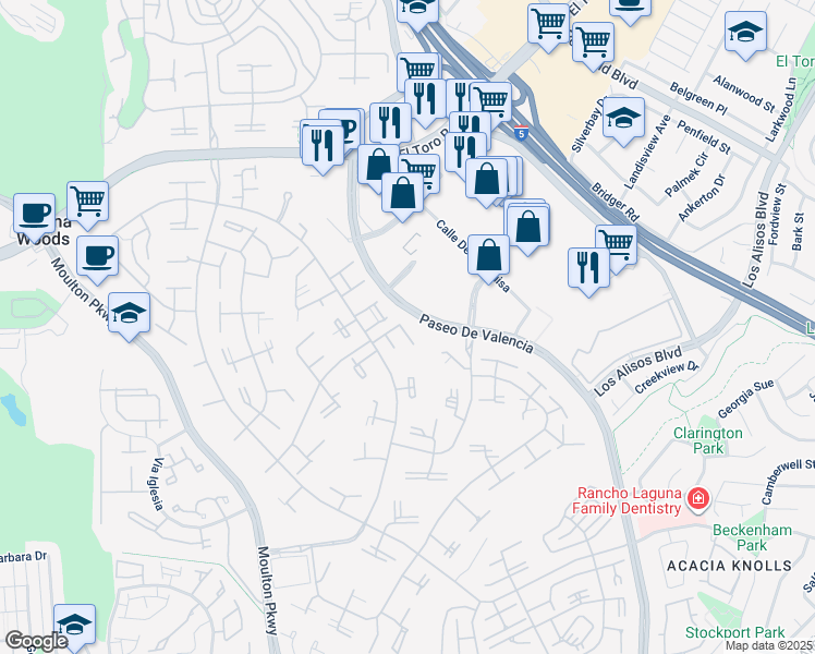map of restaurants, bars, coffee shops, grocery stores, and more near in Laguna Beach