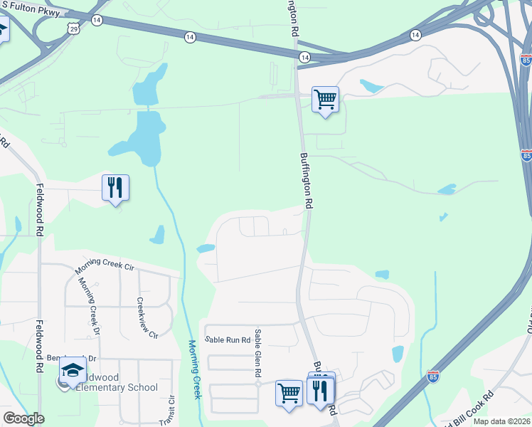 map of restaurants, bars, coffee shops, grocery stores, and more near 5475 Buffington Road in Atlanta