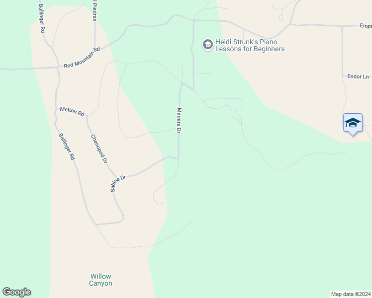 map of restaurants, bars, coffee shops, grocery stores, and more near Madera Drive in Riverside County