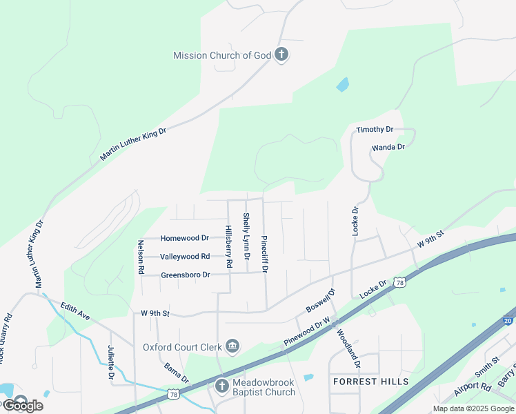 map of restaurants, bars, coffee shops, grocery stores, and more near 1000 Mountainbrook Road in Oxford