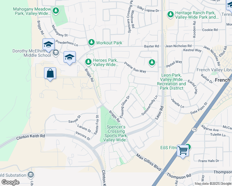 map of restaurants, bars, coffee shops, grocery stores, and more near 30616 Hawkscrest Road in Murrieta