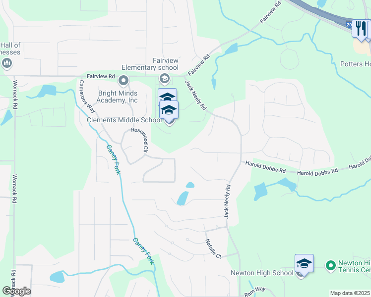 map of restaurants, bars, coffee shops, grocery stores, and more near 130 Rolling Ridge Drive in Covington