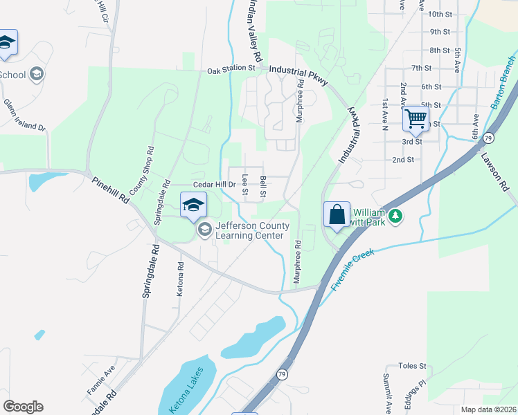 map of restaurants, bars, coffee shops, grocery stores, and more near 113 Bell Street in Birmingham