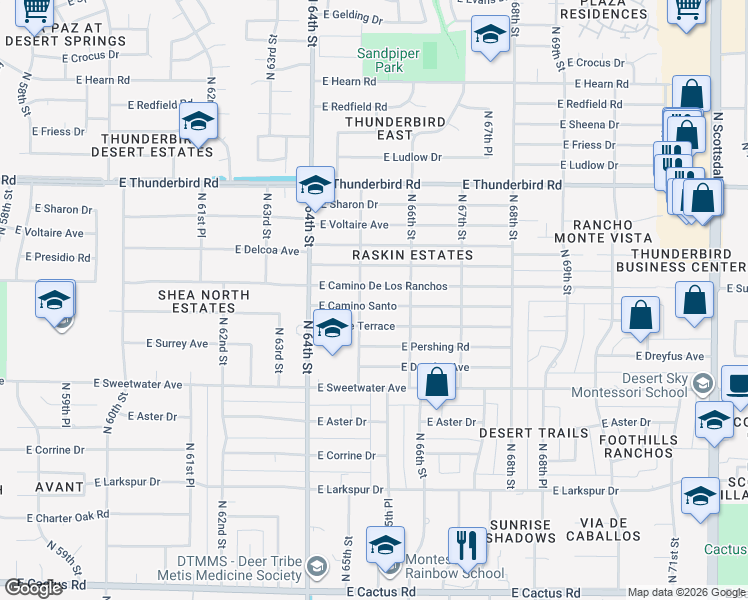 map of restaurants, bars, coffee shops, grocery stores, and more near in Scottsdale