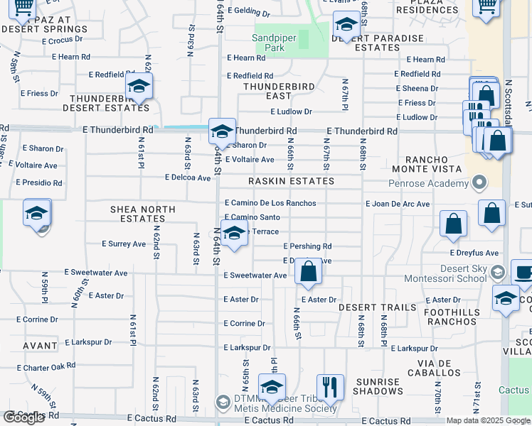 map of restaurants, bars, coffee shops, grocery stores, and more near in Scottsdale