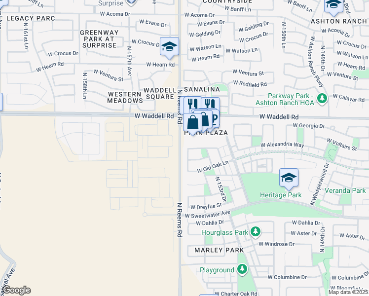 map of restaurants, bars, coffee shops, grocery stores, and more near in Surprise