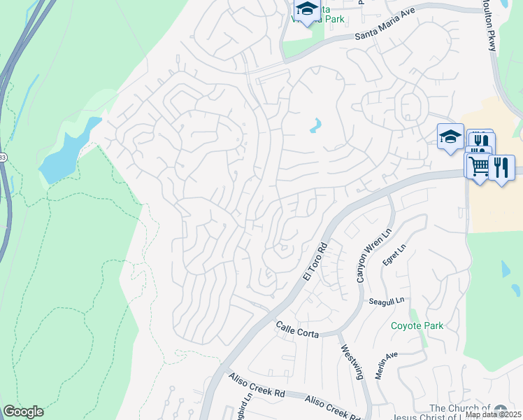 map of restaurants, bars, coffee shops, grocery stores, and more near 3325 Via Carrizo in Laguna Woods