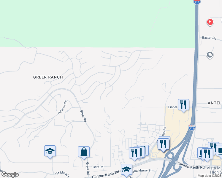 map of restaurants, bars, coffee shops, grocery stores, and more near 35525 Cornflower Place in Murrieta