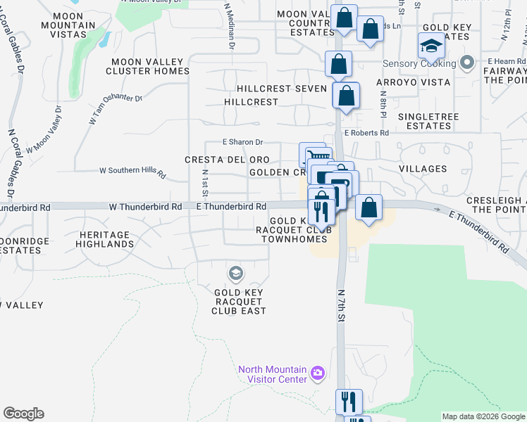 map of restaurants, bars, coffee shops, grocery stores, and more near in Phoenix
