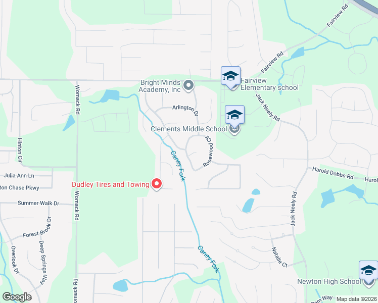map of restaurants, bars, coffee shops, grocery stores, and more near 55 Rosewood Circle in Covington