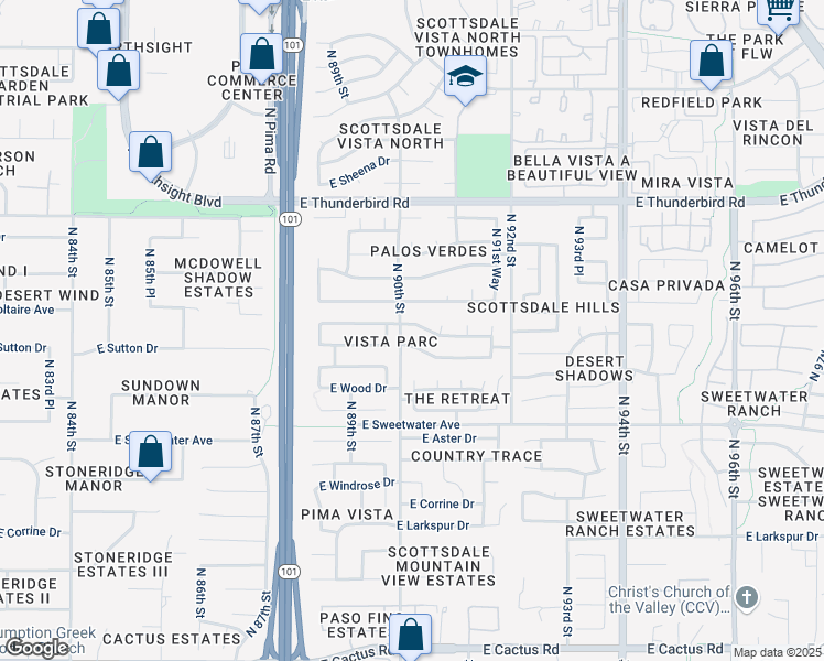 map of restaurants, bars, coffee shops, grocery stores, and more near 9021 East Camino Del Santo in Scottsdale