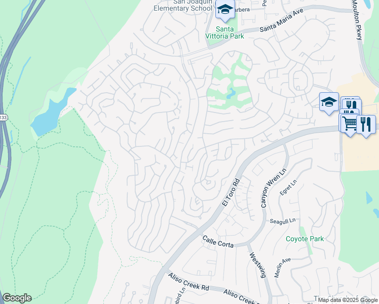 map of restaurants, bars, coffee shops, grocery stores, and more near 3321 Via Carrizo in Laguna Woods