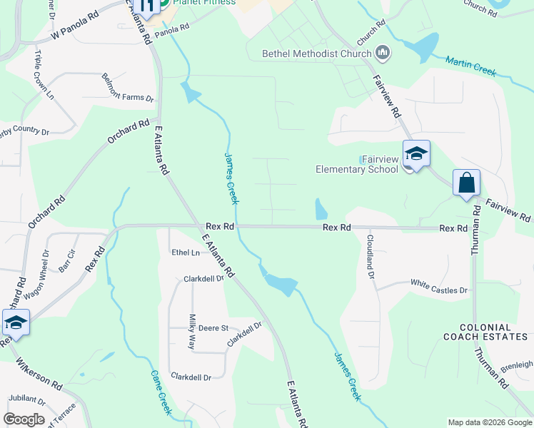 map of restaurants, bars, coffee shops, grocery stores, and more near 213 Buckeye tr in Stockbridge
