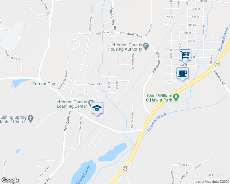map of restaurants, bars, coffee shops, grocery stores, and more near 2532 Oak Leaf Drive in Birmingham