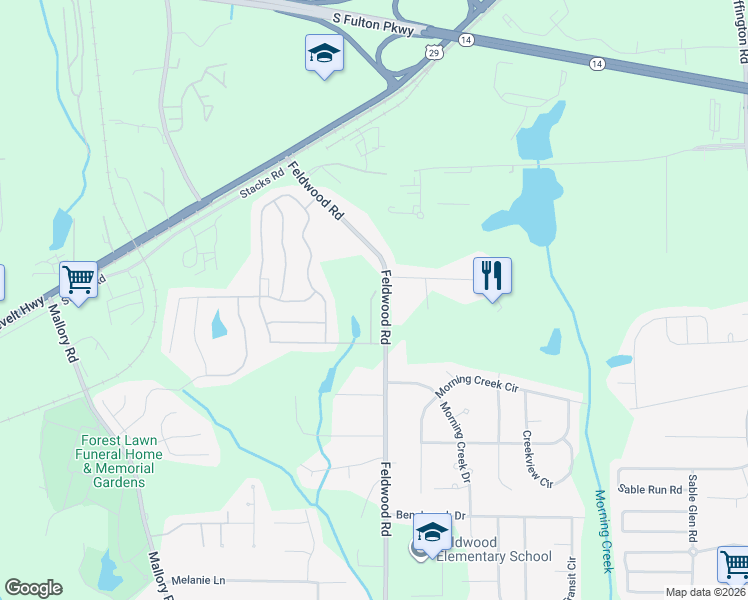 map of restaurants, bars, coffee shops, grocery stores, and more near 826 Blue Hill Lane in Atlanta