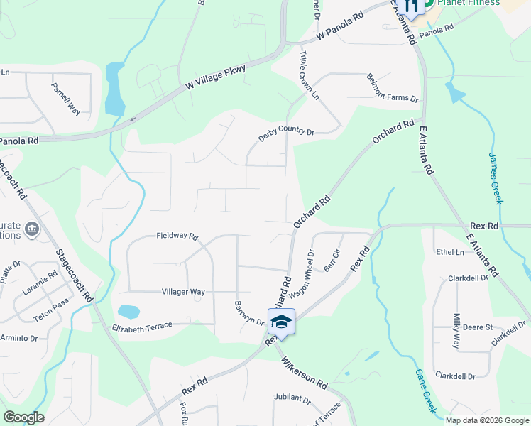 map of restaurants, bars, coffee shops, grocery stores, and more near 237 Orchard Road in Rex