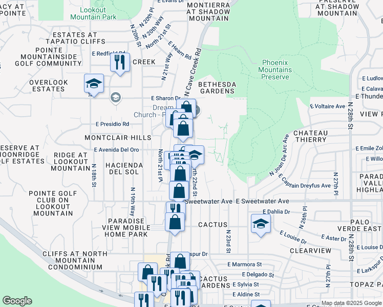 map of restaurants, bars, coffee shops, grocery stores, and more near 13240 North 22nd Street in Phoenix