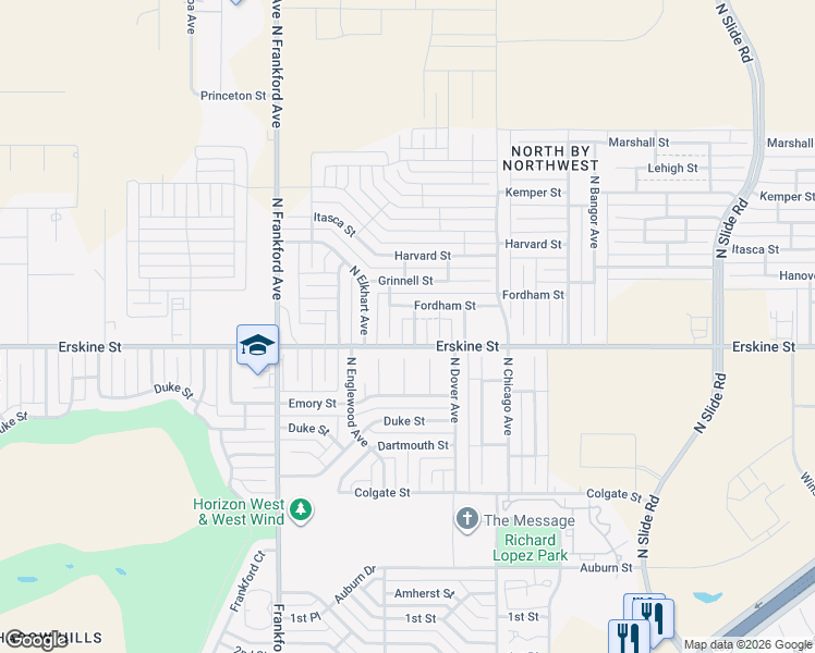 map of restaurants, bars, coffee shops, grocery stores, and more near 606 North Dover Avenue in Lubbock