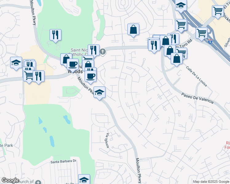 map of restaurants, bars, coffee shops, grocery stores, and more near 319 Avenida Carmel in Laguna Woods