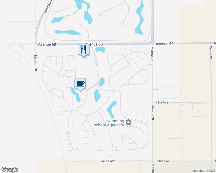 map of restaurants, bars, coffee shops, grocery stores, and more near 60674 Juniper Lane in La Quinta