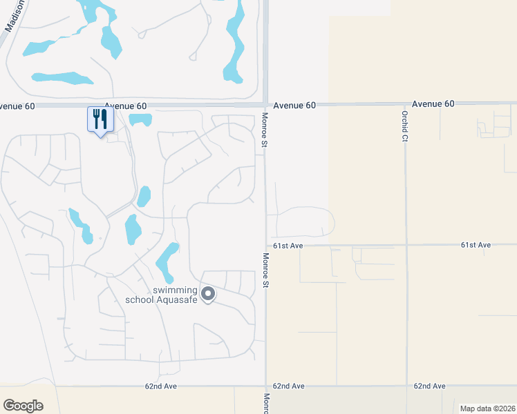 map of restaurants, bars, coffee shops, grocery stores, and more near 60746 O Rourke Circle in La Quinta