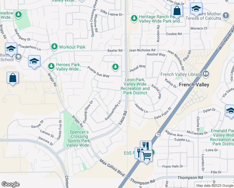 map of restaurants, bars, coffee shops, grocery stores, and more near 35332 Stonecrop Court in Murrieta