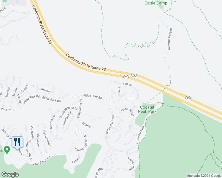 map of restaurants, bars, coffee shops, grocery stores, and more near 31 Mandria in Newport Beach