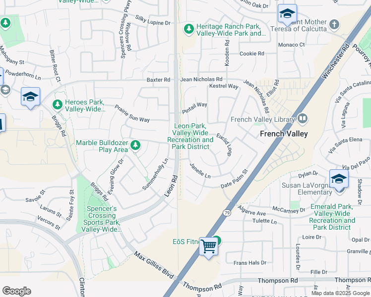 map of restaurants, bars, coffee shops, grocery stores, and more near 31027 Janelle Lane in Winchester