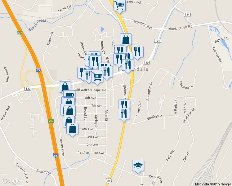 map of restaurants, bars, coffee shops, grocery stores, and more near 899 Cody Cir in Fultondale