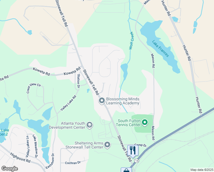 map of restaurants, bars, coffee shops, grocery stores, and more near 5451 Wexford Pass in College Park