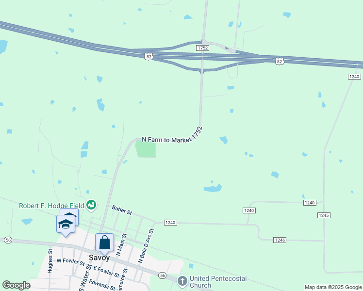 map of restaurants, bars, coffee shops, grocery stores, and more near 956 North Farm to Market 1752 in Savoy