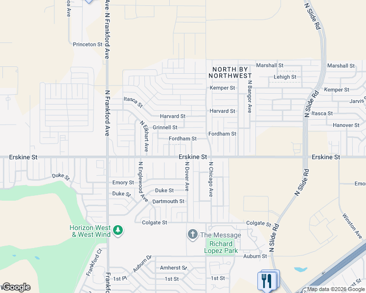 map of restaurants, bars, coffee shops, grocery stores, and more near 605 North Clinton Avenue in Lubbock