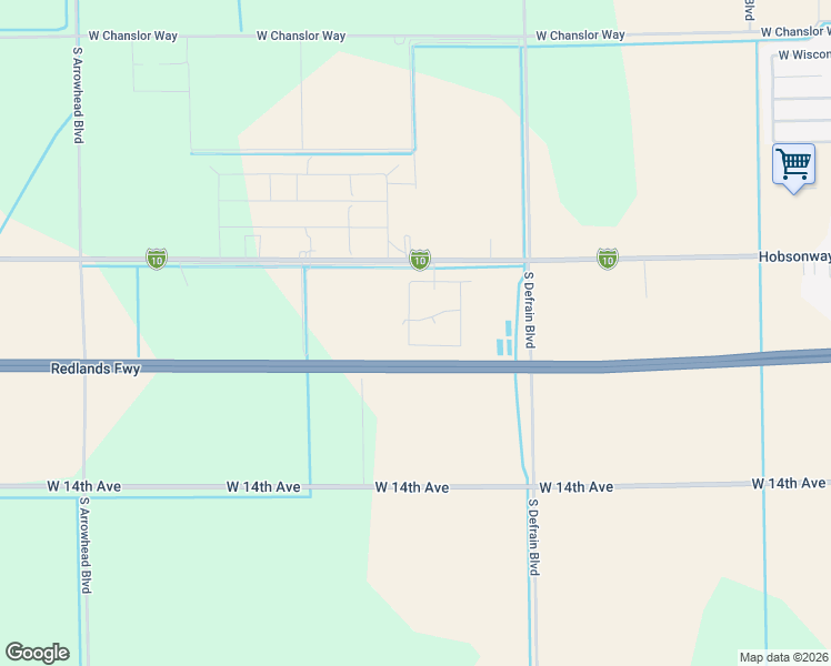 map of restaurants, bars, coffee shops, grocery stores, and more near 212 Whispering Winds in Blythe
