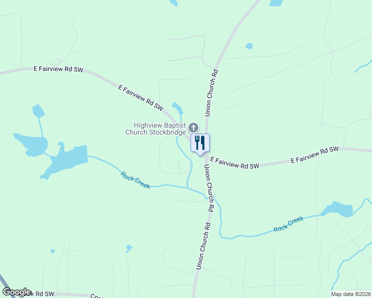 map of restaurants, bars, coffee shops, grocery stores, and more near 4620 East Fairview Road Southwest in Stockbridge