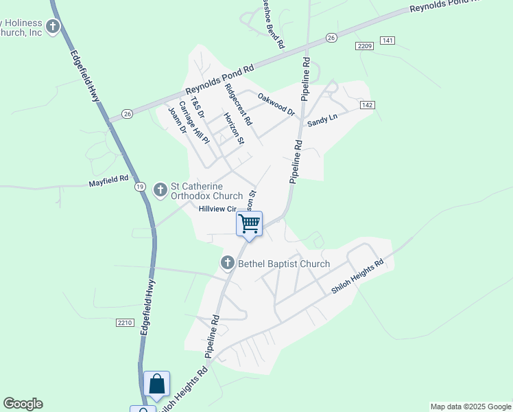 map of restaurants, bars, coffee shops, grocery stores, and more near 120 Robinson Street in Aiken