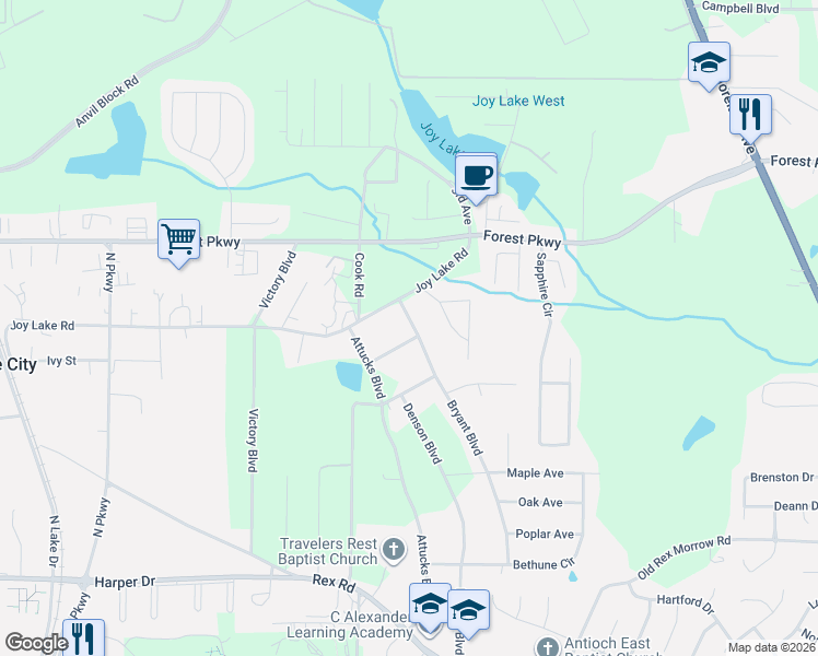 map of restaurants, bars, coffee shops, grocery stores, and more near 2168 Neal Avenue in Morrow