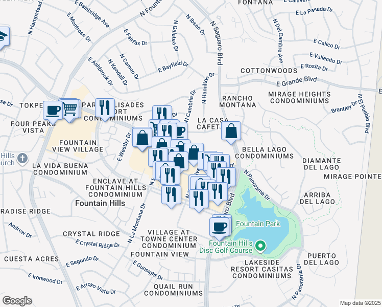 map of restaurants, bars, coffee shops, grocery stores, and more near in Fountain Hills