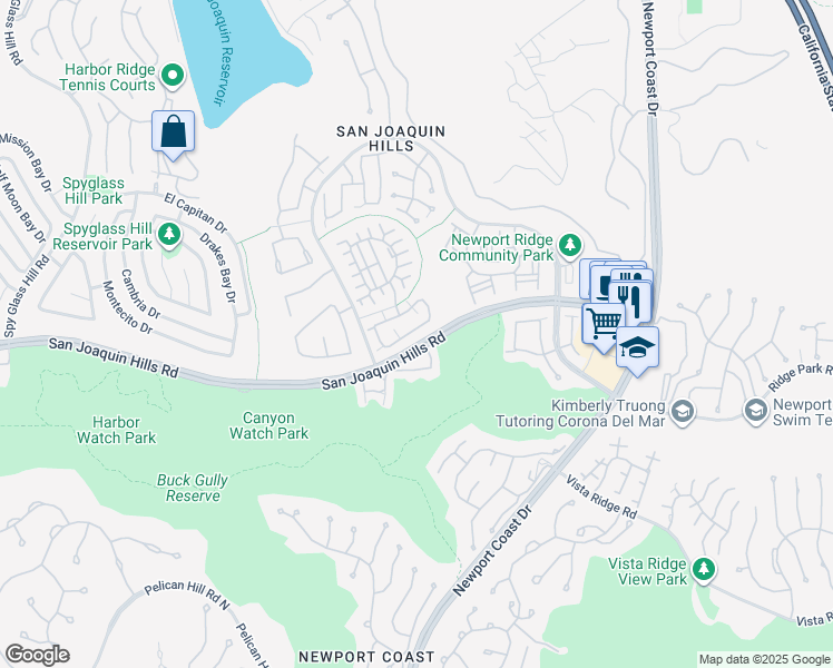 map of restaurants, bars, coffee shops, grocery stores, and more near 44 Anjou in Newport Beach