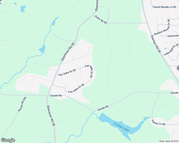 map of restaurants, bars, coffee shops, grocery stores, and more near 57 Fair Oaks Drive Southeast in Conyers