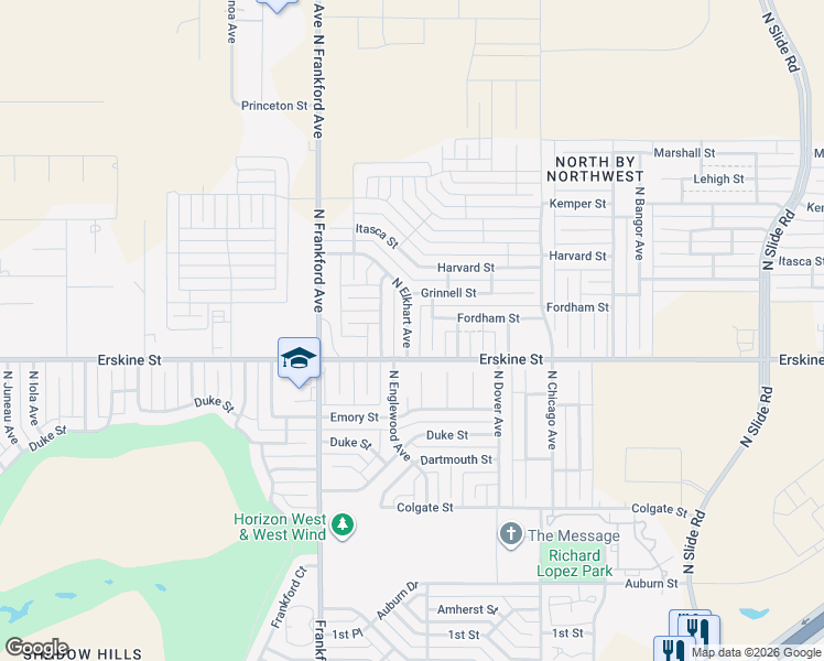 map of restaurants, bars, coffee shops, grocery stores, and more near 607 North Durant Avenue in Lubbock