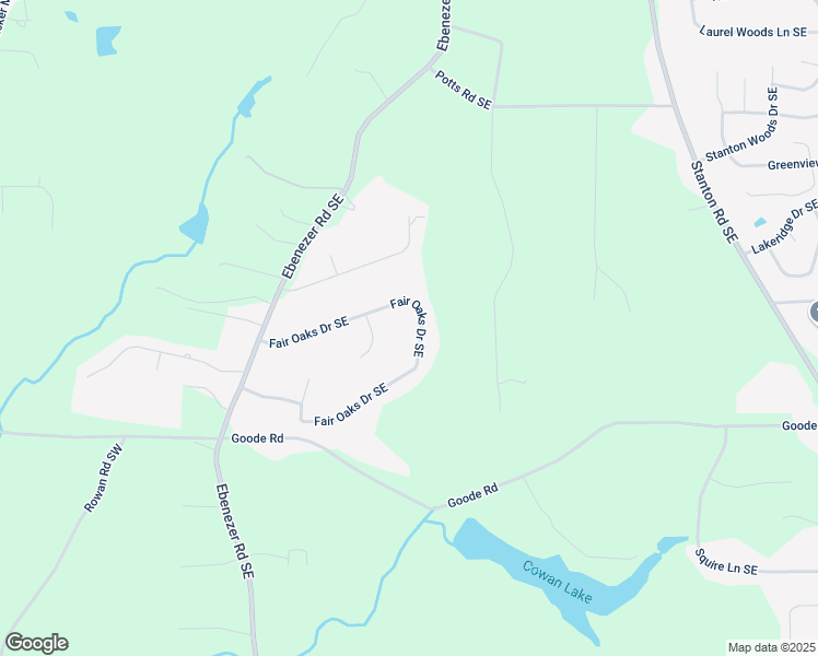 map of restaurants, bars, coffee shops, grocery stores, and more near 57 Fair Oaks Drive Southeast in Conyers