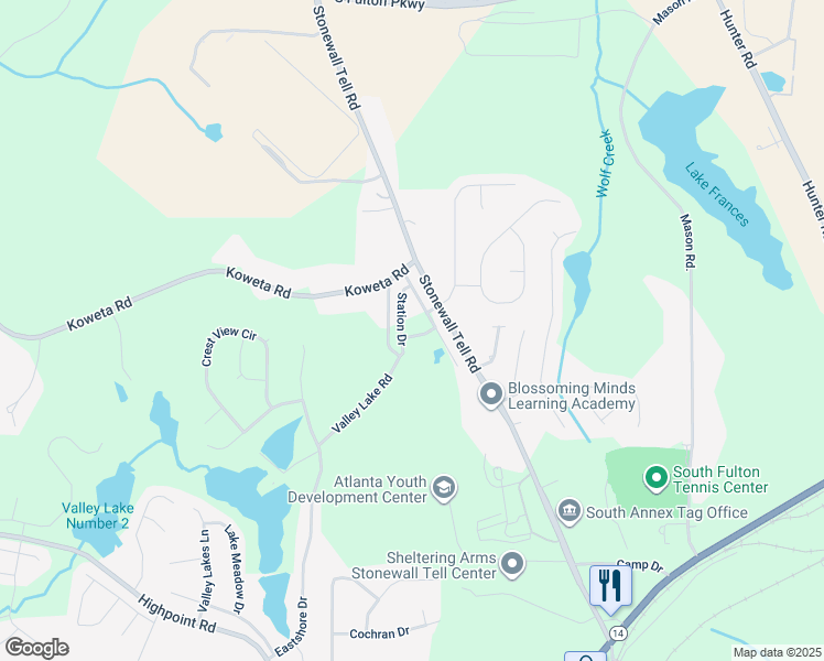 map of restaurants, bars, coffee shops, grocery stores, and more near 3415 Stonewall Court in Union City